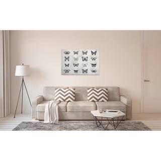 Afbeelding Vlinders polyester PVC/sparrenhout - grijs/zwart