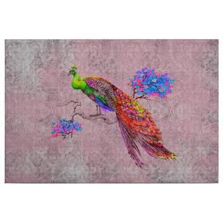 Afbeelding Peacock polyester PVC/sparrenhout - Kersenrood/grijs