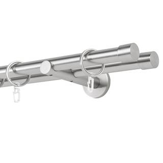 Gardinenstange auf Maß Kappe 2-läufig Aluminium - Edelstahl - Breite: 120 cm