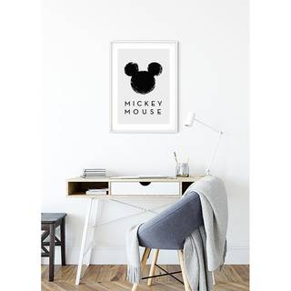 Wandbild Mickey Mouse Silhouette Schwarz / Weiß - Papier - 50 cm x 70 cm
