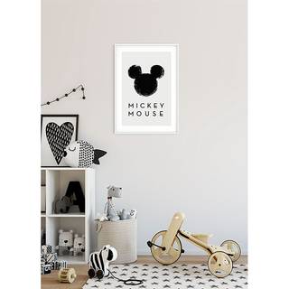 Wandbild Mickey Mouse Silhouette Schwarz / Weiß - Papier - 50 cm x 70 cm
