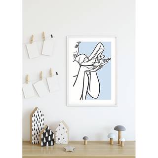 Afbeelding Cinderella Glass Shoe blauw/wit - papier - 50 cm x 70 cm