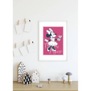 Wandbild Minnie Mouse Girlie Rot / Weiß - Papier - 50 cm x 70 cm
