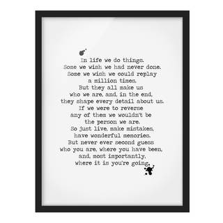 Afbeelding In Life We Do Things papier/grenenhout - wit - 70 x 100 cm