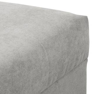 Ecksofa Meyford Microfaser Enza: Platin - Ottomane davorstehend rechts - Mit Hocker