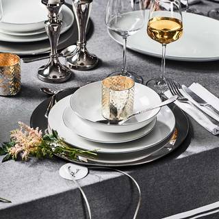Tiefer Teller SILVER LINING Porzellan / Fine Bone China - Weiß