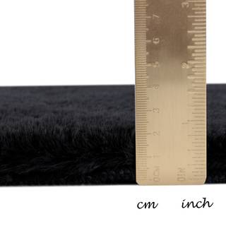 Hochflorteppich Sara II Polyester - Schwarz - Durchmesser: 90 cm