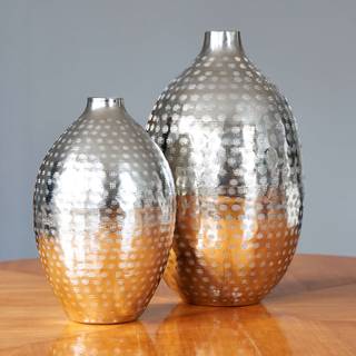 Vase INDIRA Aluminium - Silber - Durchmesser: 11 cm