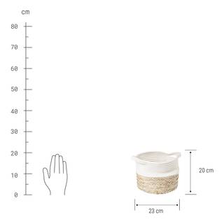 Korb COTTON BRAID Baumwolle / Seegras - Natur / Weiß - Durchmesser: 23 cm