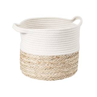 Korb COTTON BRAID Baumwolle / Seegras - Natur / Weiß - Durchmesser: 29 cm