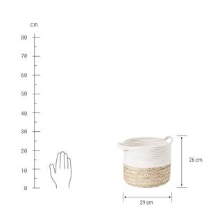 Korb COTTON BRAID Baumwolle / Seegras - Natur / Weiß - Durchmesser: 29 cm