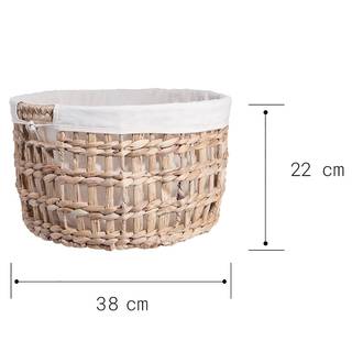 Wäschekorb mit Wäschesack HONEY COMB Baumwolle / Eisen / Wasserhyazinthe - Natur / Creme - Durchmesser: 38 cm