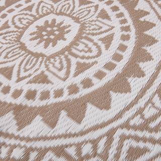 In-/ Outdoorteppich COLOUR CLASH Circles Polypropylen / recyceltes Material - Beige