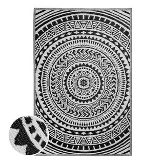 In-/ Outdoorteppich COLOUR CLASH Circles Polypropylen / recyceltes Material - Schwarz / Weiß