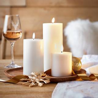 Stumpenkerze RUSTIC III Wachs - Creme