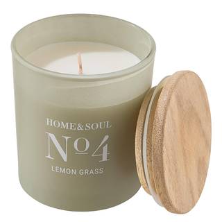 Duftkerze Lemon HOME & SOUL FSC®-zertifiziertes Pinienholz / Sojawachs / Paraffin / Glas - Grün