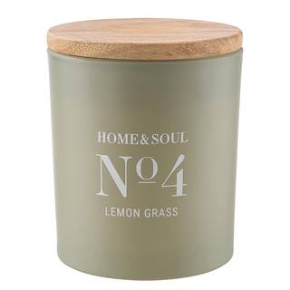 Duftkerze Lemon HOME & SOUL FSC®-zertifiziertes Pinienholz / Sojawachs / Paraffin / Glas - Grün