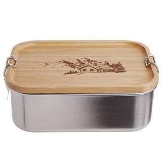 Lunchbox MOUNTAINEER Edelstahl / Bambus - Silber / Natur