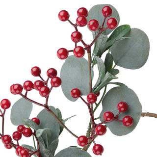 Kranz Beeren & Eukalyptus FLORISTA Eisen / Polyester PVC - Grün / Rot