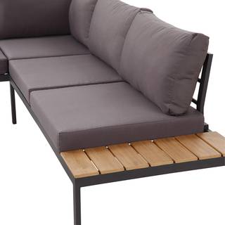 Loungegruppe LOUNGE LIFE (3-teilig) Stahl / Polyester - Grau / Natur