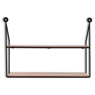 Mensola Cuddalore Metallo - Nero / Effetto rovere