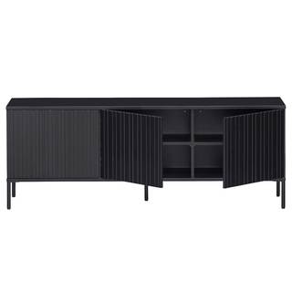Sideboard Woodrow II Kiefer massiv - Schwarz