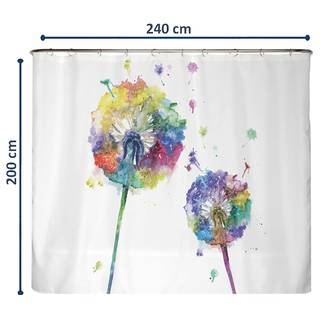 Recycling-Duschvorhang Bunte Pusteblume Polyester - Mehrfarbig - 240 x 200 cm