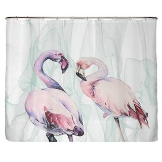 Gerecycleerd douchegordijn Love Flamingo polyester - meerdere kleuren