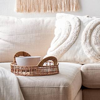 Tablett LOVEPIECE Rattan / Eisen - Natur - Durchmesser: 40 cm