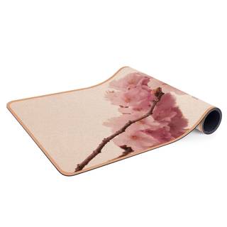 Läufer/Yogamatte Frühlingsblüte m. Bokeh Oberfläche: Kork / Unterseite: Naturkautschuk - Pink