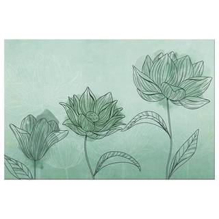 Afbeelding Three Flowers canvas - groen - 120 x 80 cm
