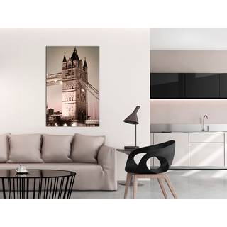 Wandbild London Bridge Leinwand - Braun