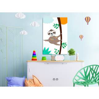 Afbeelding Happy Sloth canvas - meerdere kleuren