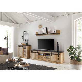 TV-Lowboard Shutter II Altholz Eiche Dekor / Anthrazit - Eiche Dekor