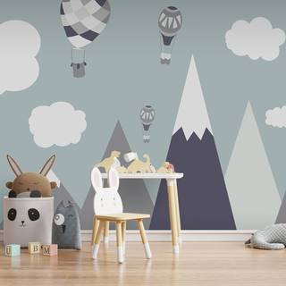 Vlies-fotobehang Balloon Land premium vlies - grijs - Breedte: 400 cm