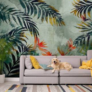 Vlies Fototapete Jungle Flowers Premium Vlies - Mehrfarbig - Breite: 300 cm