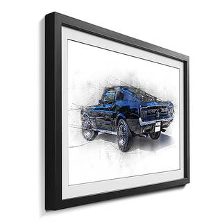 Ingelijste afbeelding Pure Mustang sparrenhout/acrylglas - blauw/zwart