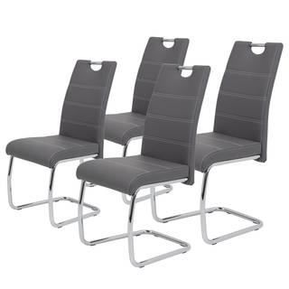 Freischwinger La Paz Kunstleder / Metall - Chrom - Grau - 4er Set