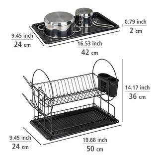 Geschirrabtropfer Premium Duo Metall / Polypropylen - Schwarz
