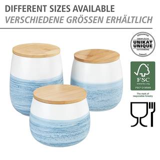 Vorratsdose Mala Keramik / Bambus - Blau / Weiß - Fassungsvermögen: 1.2 L