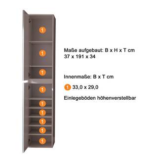 Garderobekast Mirror wit - Breedte: 37 cm