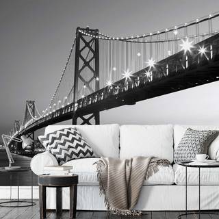 Fotomurale San Francisco Skyline Grigio Tessuto non tessuto - Nero / Bianco - 3,84cm x 2,6cm