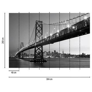 Fotomurale San Francisco Skyline Grigio Tessuto non tessuto - Nero / Bianco - 3,84cm x 2,6cm