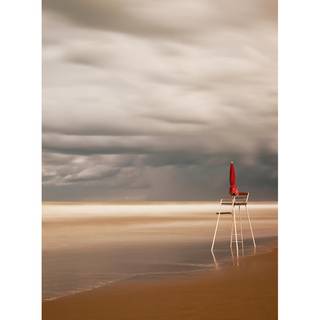 Fototapete Chair At The Beach Vlies - Braun / Grau