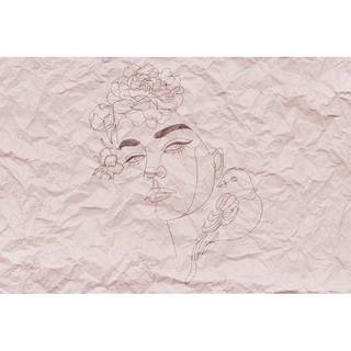 Papier peint Paper Face I Intissé structuré - Rose - 4 x 2,7 cm - Non-tissé structuré