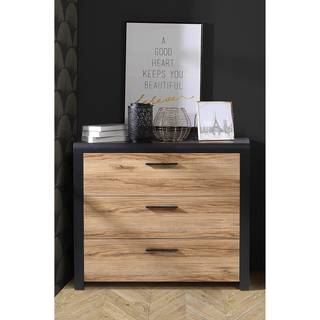 Cassettiera Franken Effetto rovere / Nero opaco