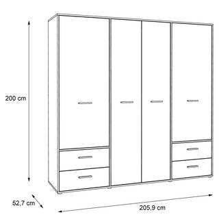 Armadio con ante battenti Swords Marrone - Bianco - Materiale a base lignea - Metallo - Materiale sintetico - 206 x 200 x 53 cm