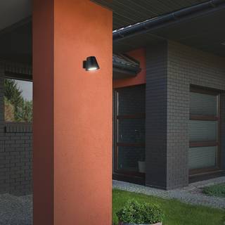 LED-Außenwandleuchte Neapel Klarglas / Aluminium - 1-flammig - Schwarz