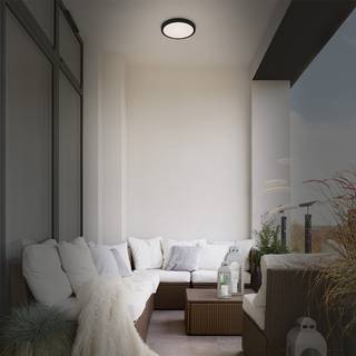 LED-buitenplafondlamp Runa polyethyleen/staal - 1 lichtbron - Zwart
