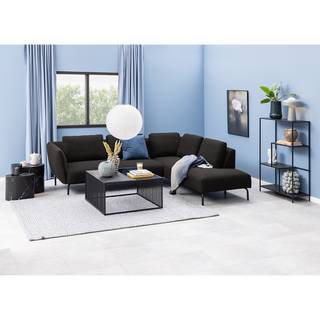 Couchtisch Mephisto 80 cm Rauchglas / Marmor Schwarz Dekor - Schwarz